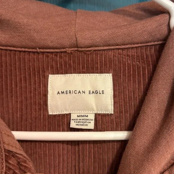 American Eagle brown corduroy cropped hoodie - M - Picture 2 of 4